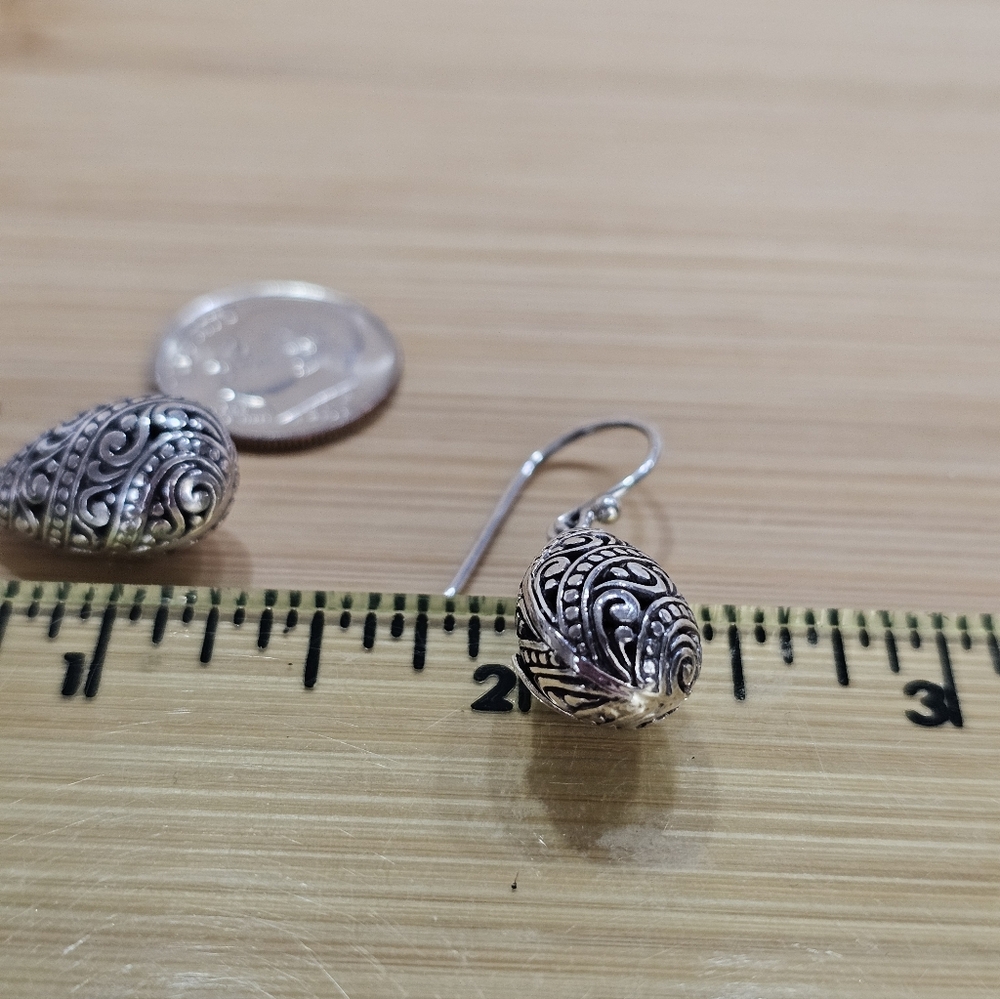 ATI Teardrop 925 Silver Filigree Drop Earrings Bali - Picture 16 of 16
